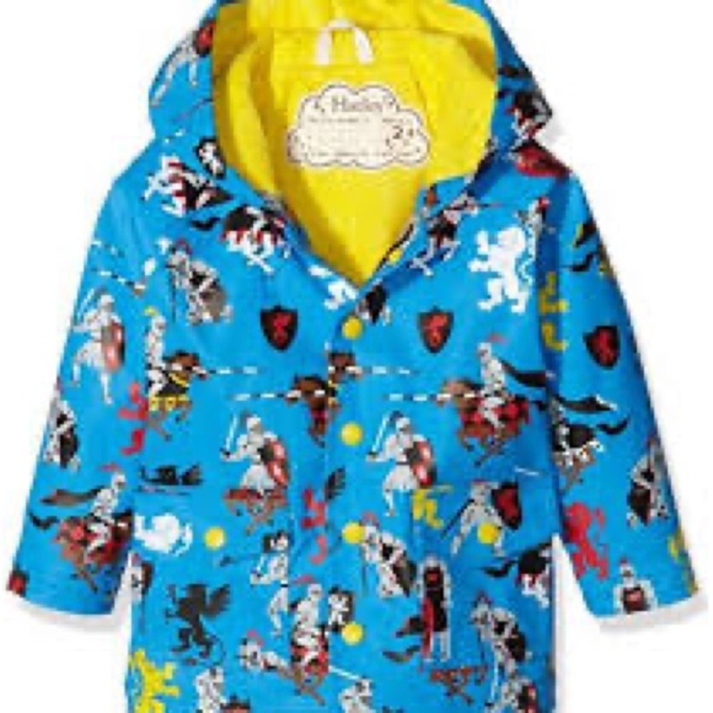 NWT Hatley Knights Waterproof Raincoat, size 7-8
